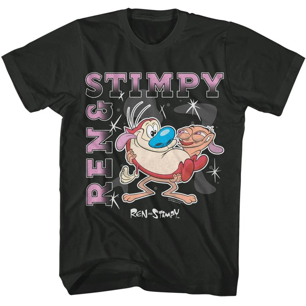 Ren & Stimpy Cartoon Gradient Text Logo Sparkles Men s T Shirt M