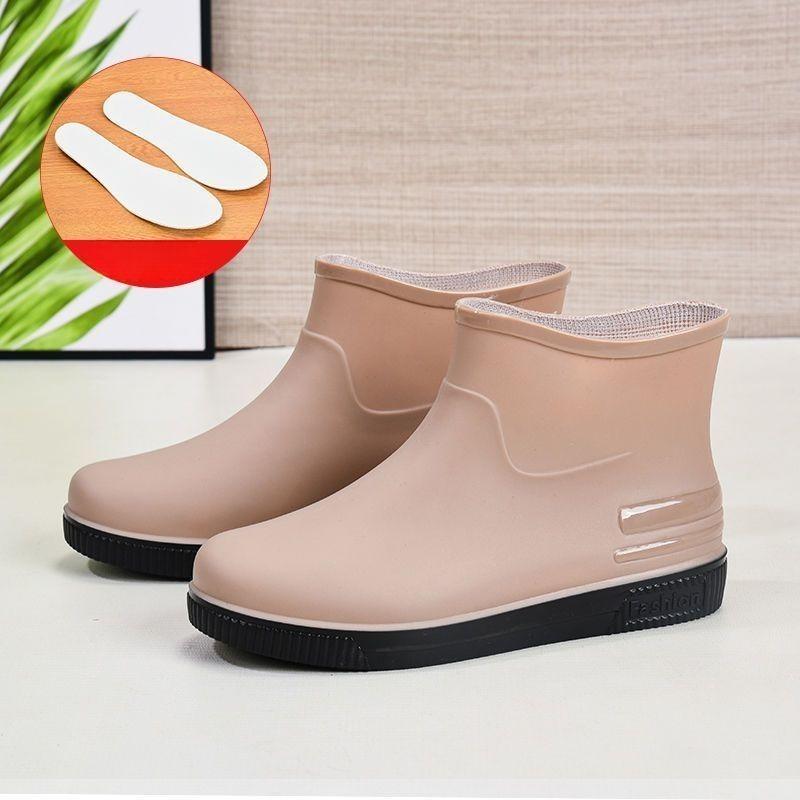 Send Insoles, Fashion Rain Boots, Women's Low-cut Waterproof Shoes, Plus Velvet Warm Rain Boots, Non-slip Rubber Boots