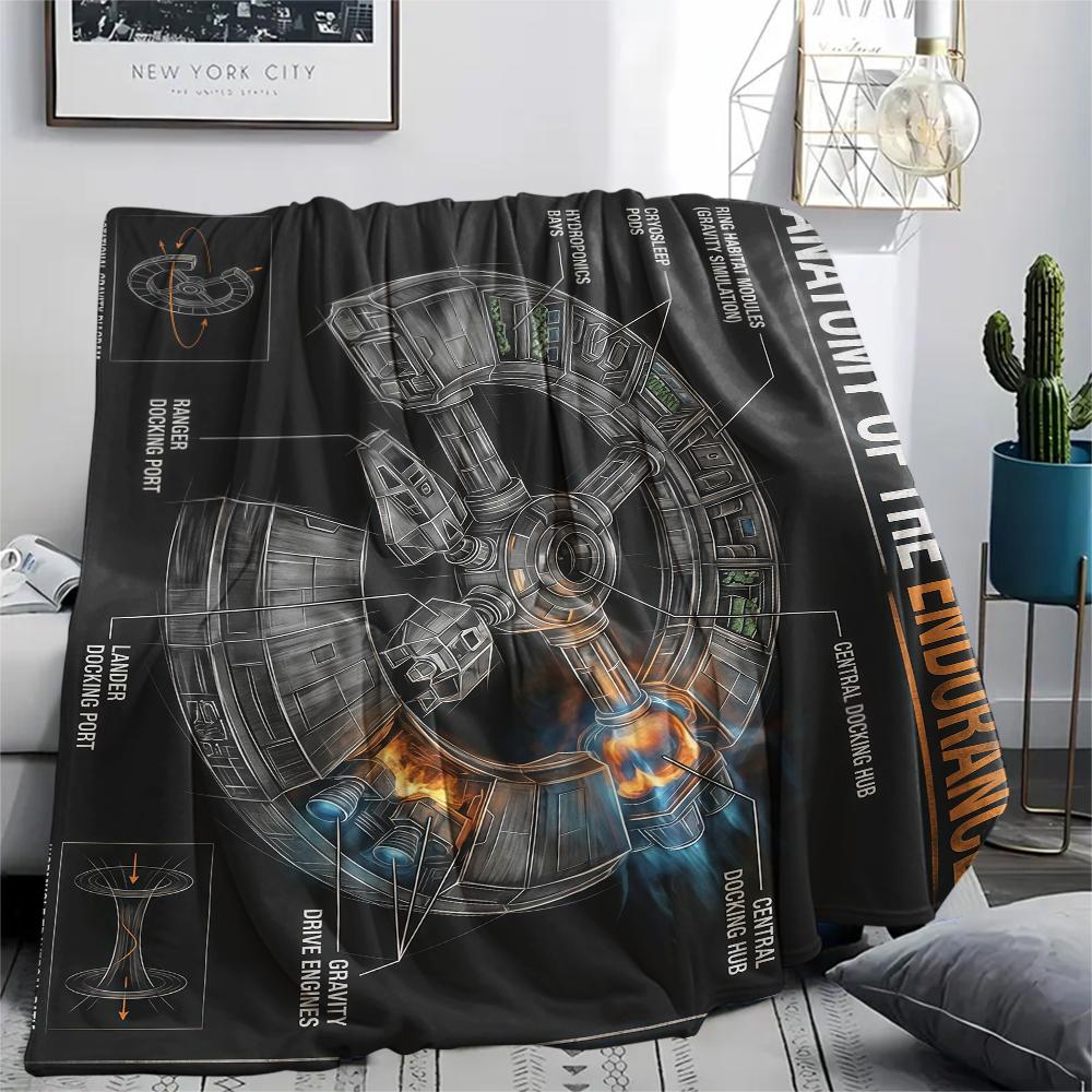 Movie spaceship diagram Print Flannel Blanket,High quality Comfortable for All Seasons,Home Decor,Warmth and Comfort,Perfect for Christmas Gifts