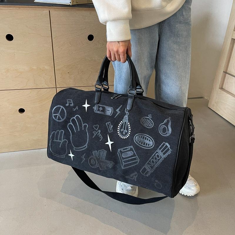 Graffiti Personalized Travel Bag Trendy Storage Bag Business Trip Outdoor Duffel Bag Leisure Large Capacity Portable Messenger Bag