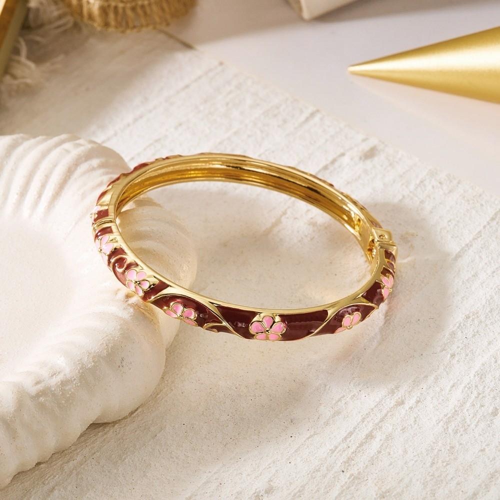 Romantic Enamel Flower Bracelet Vintage Chinese Cloisonne Bracelet  for Women
