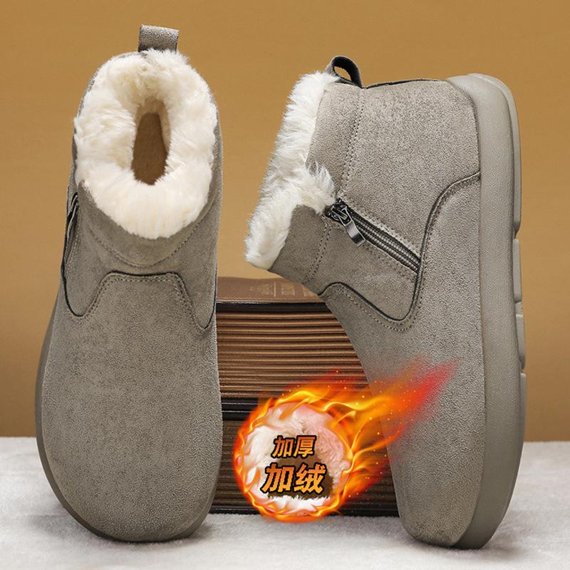 Winter men's high-top large-size one-pedal men's shoes piled and thickened warm cotton shoes Northeast cold-resistant waterproof snow boots