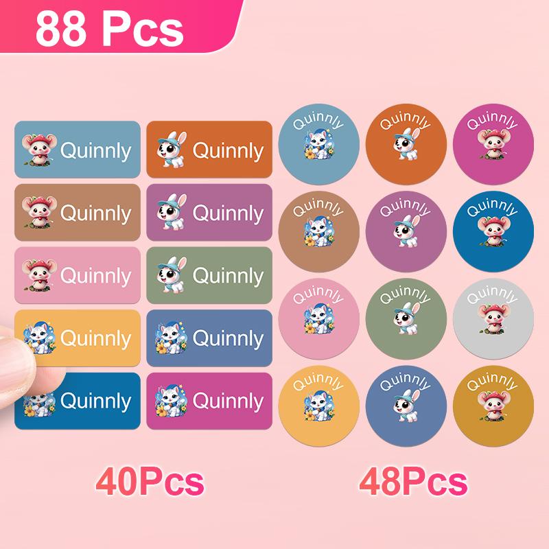 Personalized Name Labels-Cartoon Animal Custom Stickersfun Design For School Itemsmugs And Personal Things