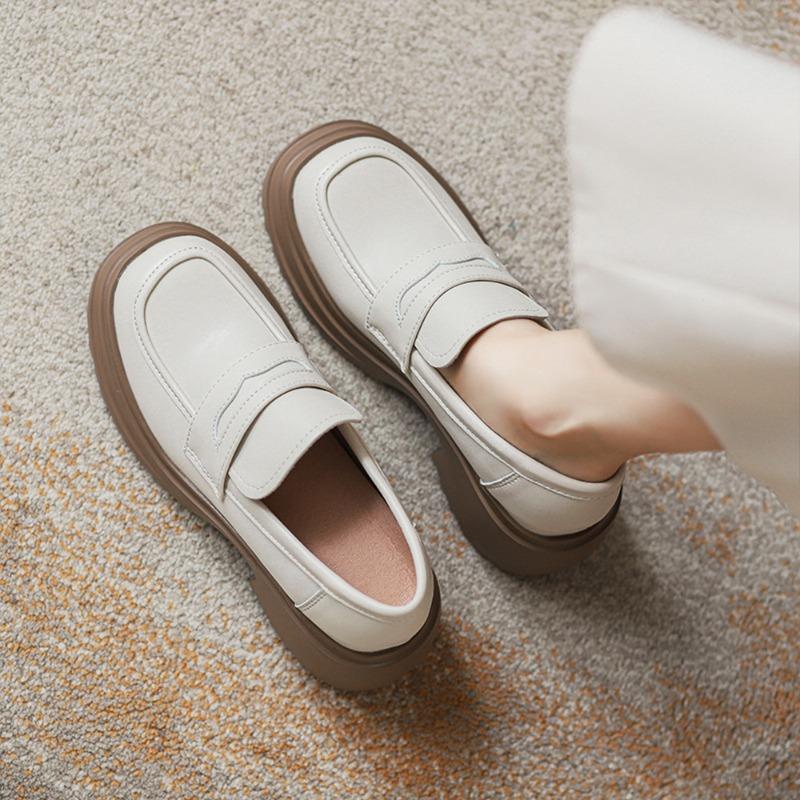 

Весна и Осень новая женская 10 см внутреннее увеличение высоты толстая подошва одна педаль мягкая подошва нескользящая маленькая кожаная обувь 39 абрикосовый