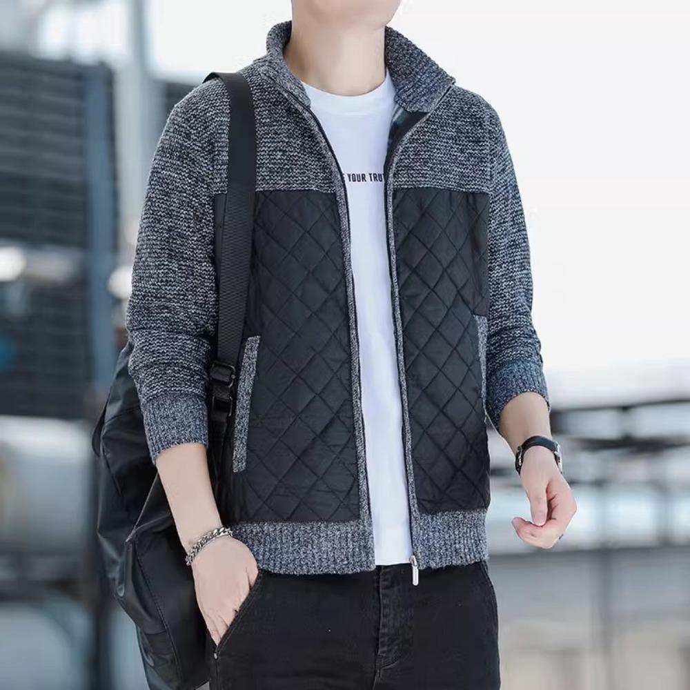 Pánské ležérní volné svetry kardigan na zip mikiny pánský kardigan stojáček slim volná bunda