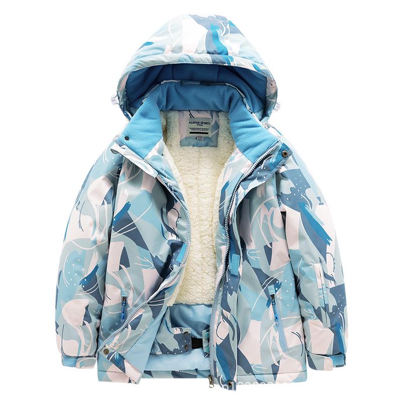 Conjunto de Fato de Esqui Infantil Impermeável e À Prova de Vento - Roupa de Inverno Quente e Moderna para Meninos e Meninas