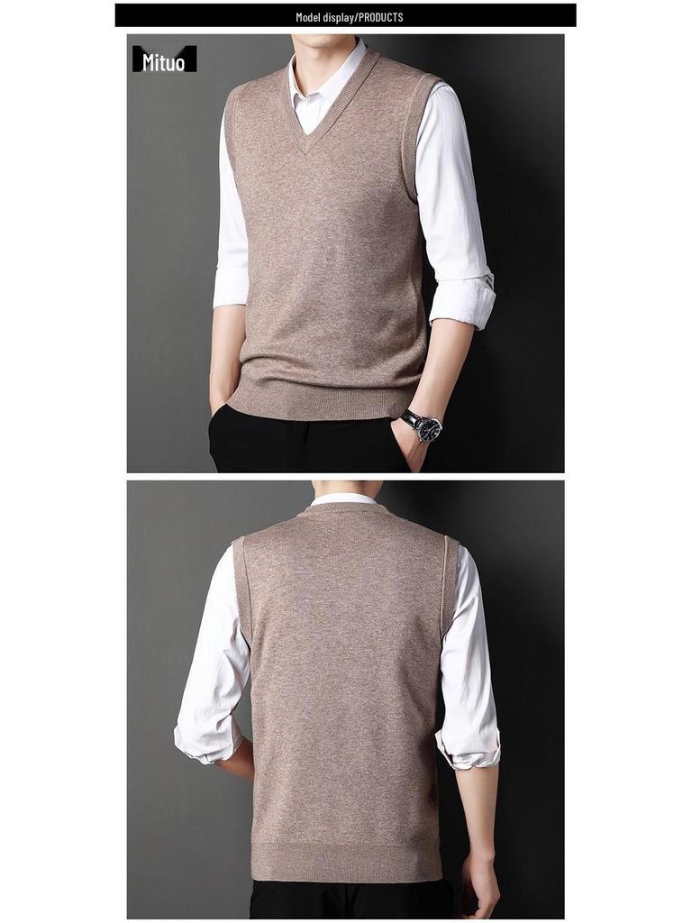 Woodpecker Herr V-ringad Ullväst för Höst och Vinter - Idealisk för Medelålders och Äldre