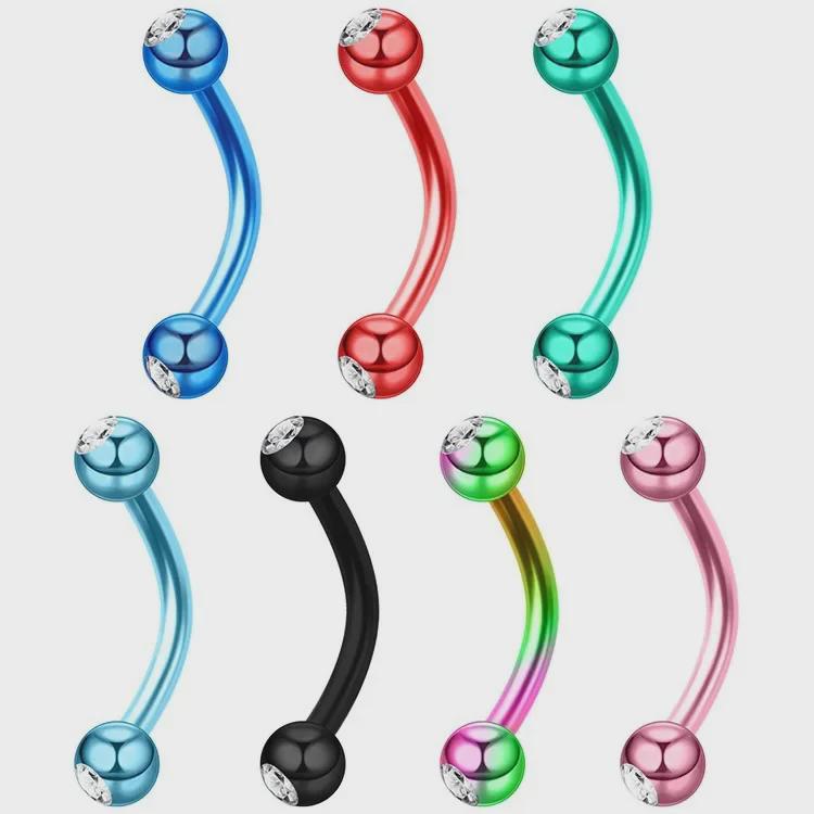 Hot Sale 316 Stainless Steel Color Dumbbell Diamond Eyebrow and Navel Jewelry