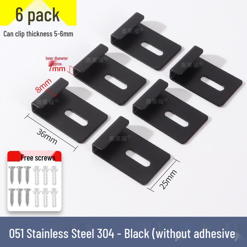 Stainless Steel Mirror Holder Clips, Square, Set of 4
