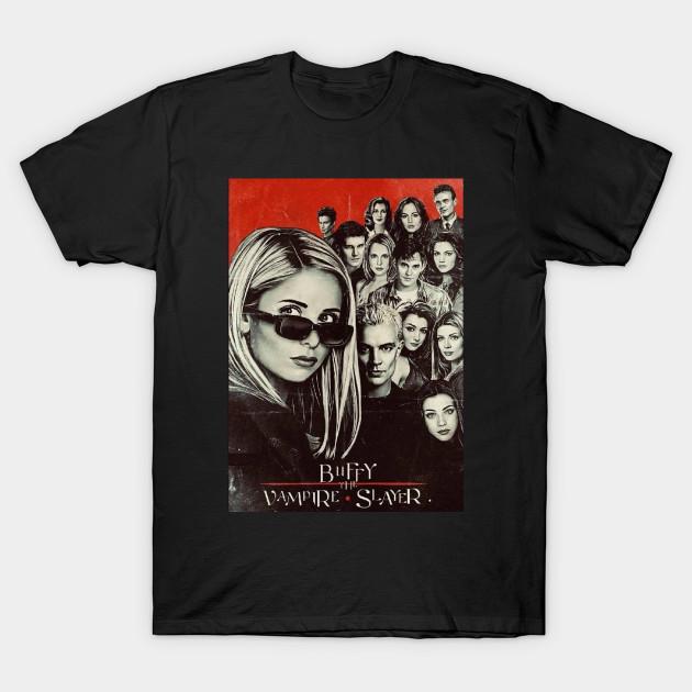 

Men Black Print T-shirt Buffy The Vampire Slayer No-Cut Transfer Paper Print Cotton Tshirt S чорний