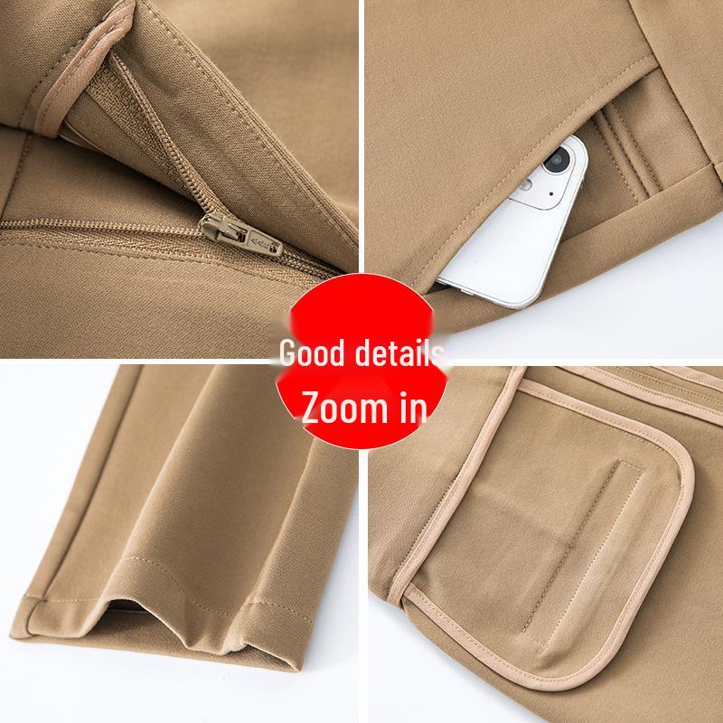 High Waist Straight Leg Casual Pants for Women - Spring 2025 Slimming, Plus Size, Elastic, Long Trousers for Middle-Aged Moms