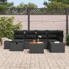 Garden Sofa Set with Cushions 7 pcs Black Poly Rattan