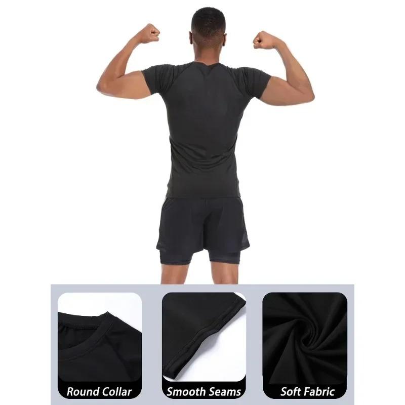Summer Men Compressed Shirt Sports Quick Drying Fitness T-shirt Tight Faith Inspired" Back Print Jersey - Stretchy Short Sleeve