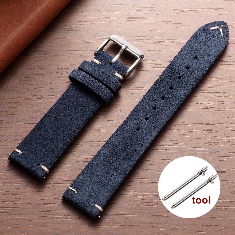 Vintage Soft Suede Leather Straps 14/16/18/20/22mm Watch Band for Omega Quick Release Calfskin Bracelet Men & Women Accessories