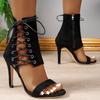 Fashion European and American High-heeled Sandals 2024 New Belt Buckle Strap High Top Cool Boots Sexy Slim Heel Versatile Women's Shoes
