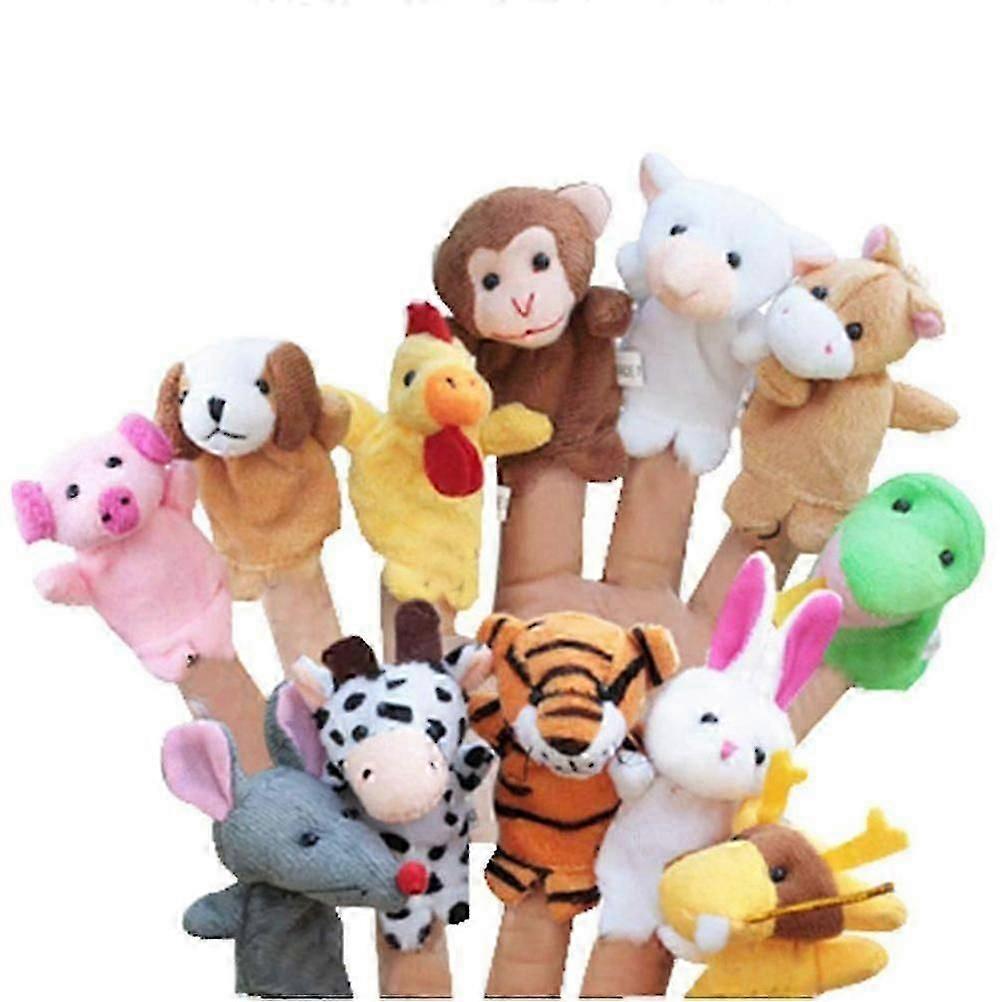 12pcs Chinese Zodiac Soft Animal Puppet Cartoon Finger Toys Plush Gift for Kids Adultsk