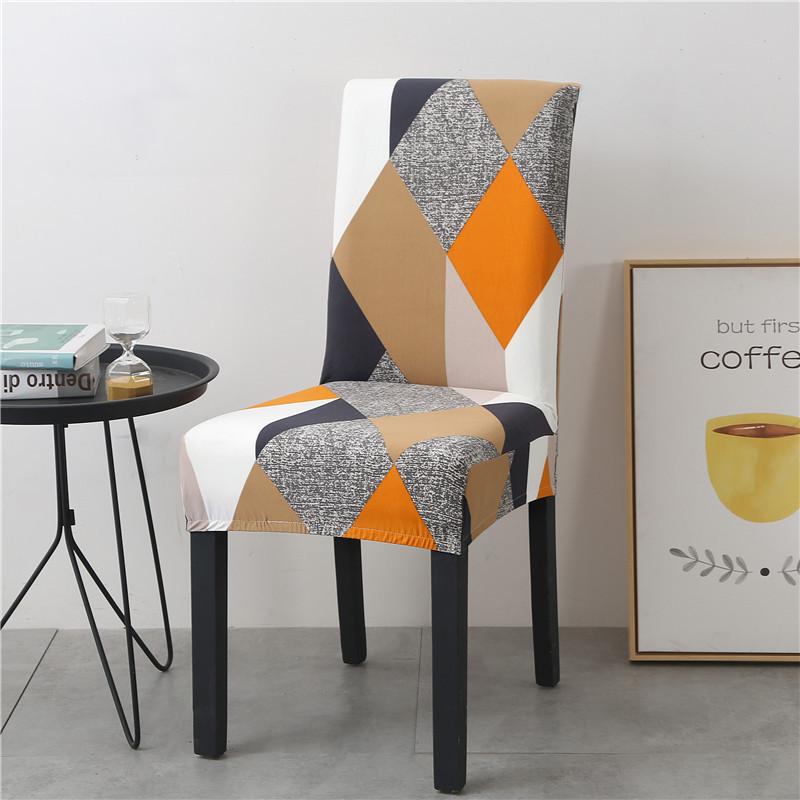 Anti-fouling Household Chair Cover Hotel Chair Package Backrest Seat Cover One-piece Print Elastic Dining Table Seat Cover
