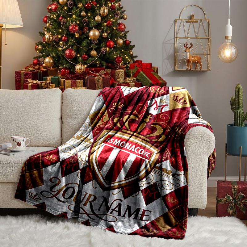 Custom Name Monaco Crest Emblem Blanket Bedding Blanket for Women Men, Soft Throw Blankets for Couch,Bed, Picnic, Christmas Gifts