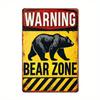 Póster de Metal Señal de Advertencia Vintage Decoración de Oso Negro Amarillo Arte de Pared de Seguridad para Exteriores