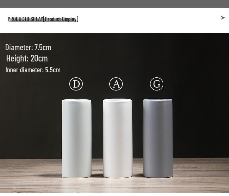 Nordische Weiße Matte Keramik Zylindrische Vase - Minimalistische Heimdeko für Frische/Trockenblumen