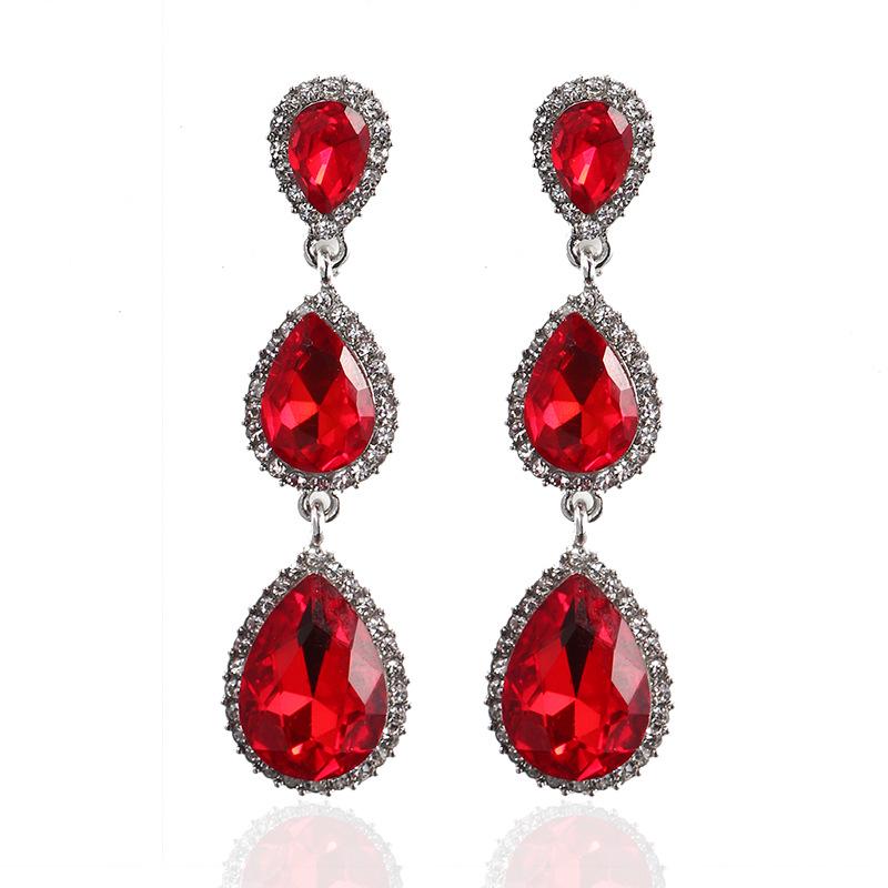Teardrop Rhinestone Geometric Dangle Earrings for Women - Shiny Korean Fashion Jewelry