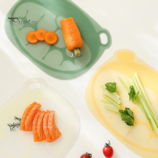 Portable Chopping Board Flexible TPU Cutting Board, Cute Bear Shape, Non-slip Foldable For Fruits Easy to Clean Multipurpose Kitchen Tool, for