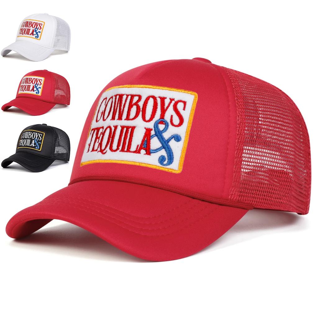 Unisex Cowboys Tequila Letter Embroidery Baseball Net Caps Spring Autumn Outdoor Adjustable Casual Hats Sunscreen Hat Sports Cap