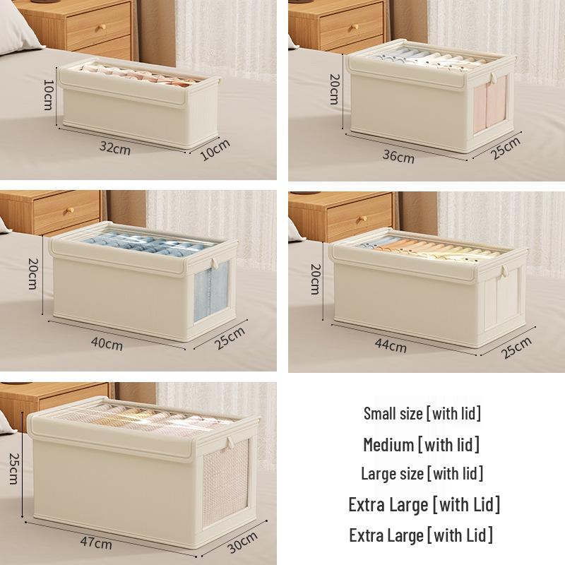 Large Oxford Cloth Storage Bin with Lid - Dustproof Windowed Organizer for Bedroom Clothes