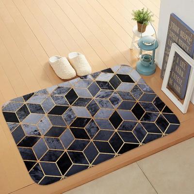 Nordic Geometric Diamond Lattice Non-slip Floor Mat Coral Fleece Ins Carpet Living Room Bedroom Mat Entry Floor Mat Door Mat