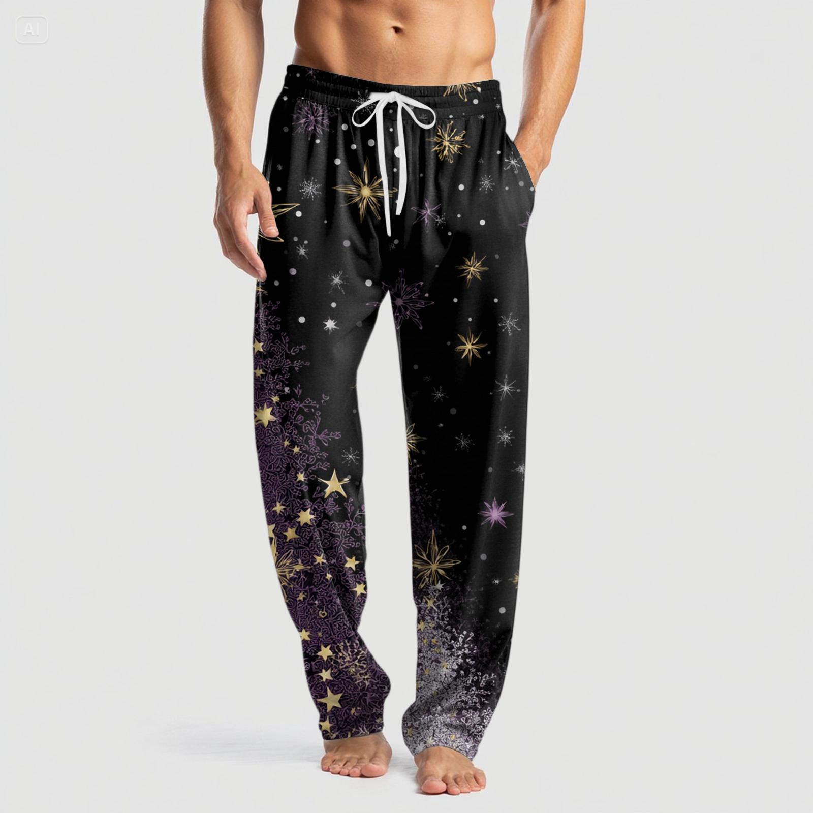 

Мужские вязаные модные брюки с принтом, карманами, повседневные, пижамные XL чёрный