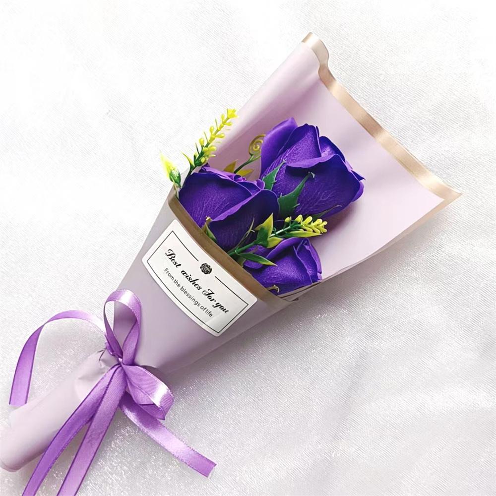 

Artificial Flowers Small Hand Holding Flower Soap Rose Bouquet Red For Valentine s Day Valentine s Day Gift Wedding Decoration фіолетовий