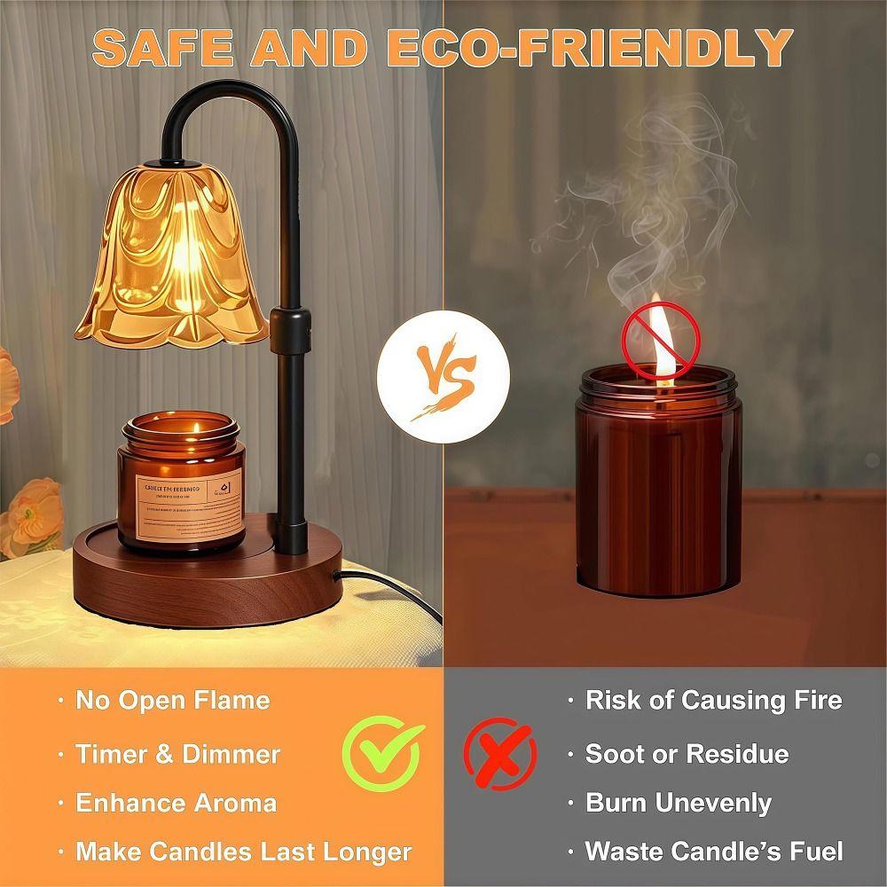Adjustable Candle Warmer Lamp with Timer and Dimmer Home Decor Electric Wax Warmer Anti-Glare Wax Melt Warmer Scented Candles