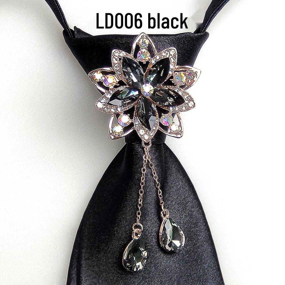 Broche en Cristal Élégante Européenne et Américaine Cravate Nœud Style Preppy pour Femmes