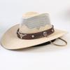 Western Cowboy Hat Men and Women Summer Breathable Sunscreen Visor Hat Big Brim Outdoor Travel Straw Top Hat