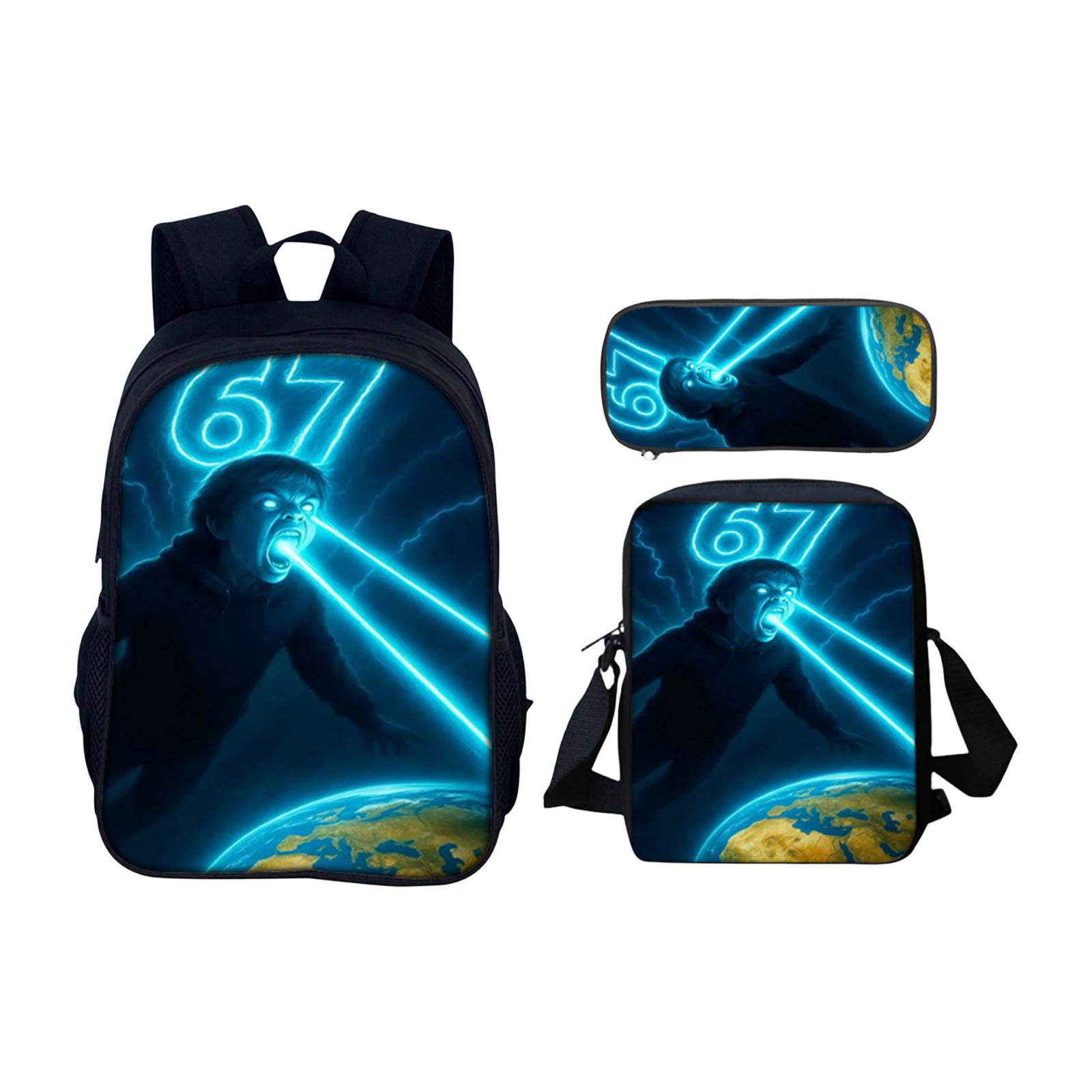 Elementary School Cartoon Backpack And Peripheral Backpack Three Piece Set One Size