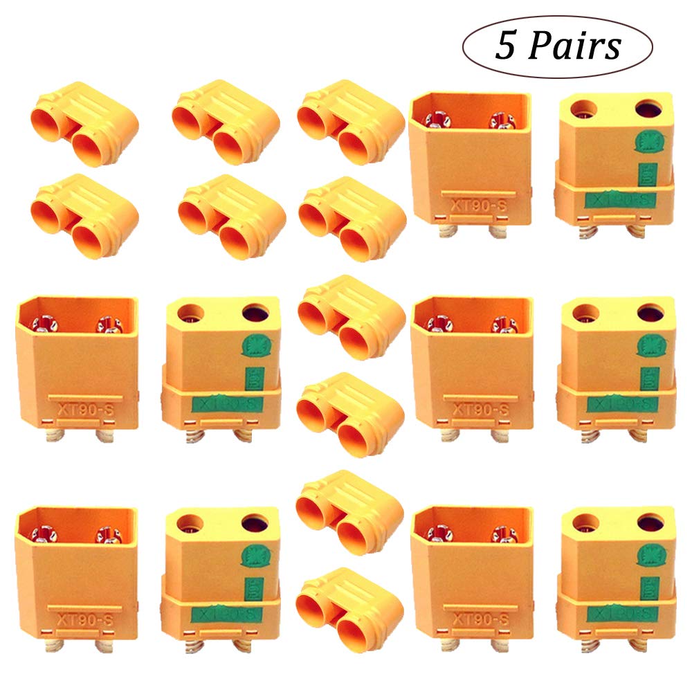 5 Pairs Anti-Spark XT90S XT90-S XT90 Plug Male to Female Connector Adapter for RC Quadcopter FPV Drone Brushless Motor ESC LiPo
