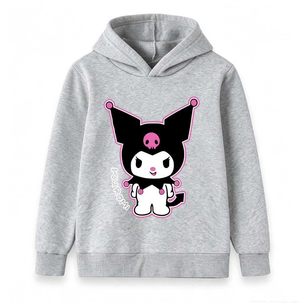 Kids Boys Girls Cute Cartoon Character Print Pullover Hoodie, Casual Long Sleeve Soft Fleece Sweatshirt for Boys Girls Cool Pink Accent Pattern Hooded