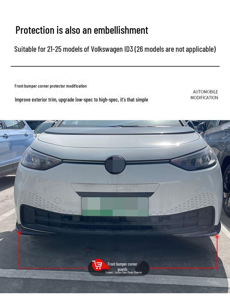 Kit Striscia Anti-Collisione e Protezione Angolare Paraurti Anteriore Volkswagen ID3.