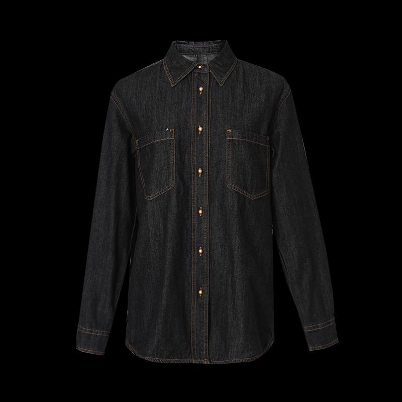 Retro Polo Denim Long Sleeve Shirt