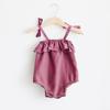 Summer Baby Girls Rompers Solid Cotton Linen Infant Romper Ruffles Slip Strap Kids Playsuit Jumpsuits Onepiece Baby Clothes