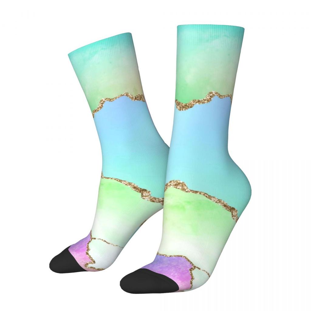 Ombre Polygonal Socks Autumn Gradient Purple Stockings Vintage Couple Medium Soft Socks Custom Outdoor Sports Anti-Slip Socks