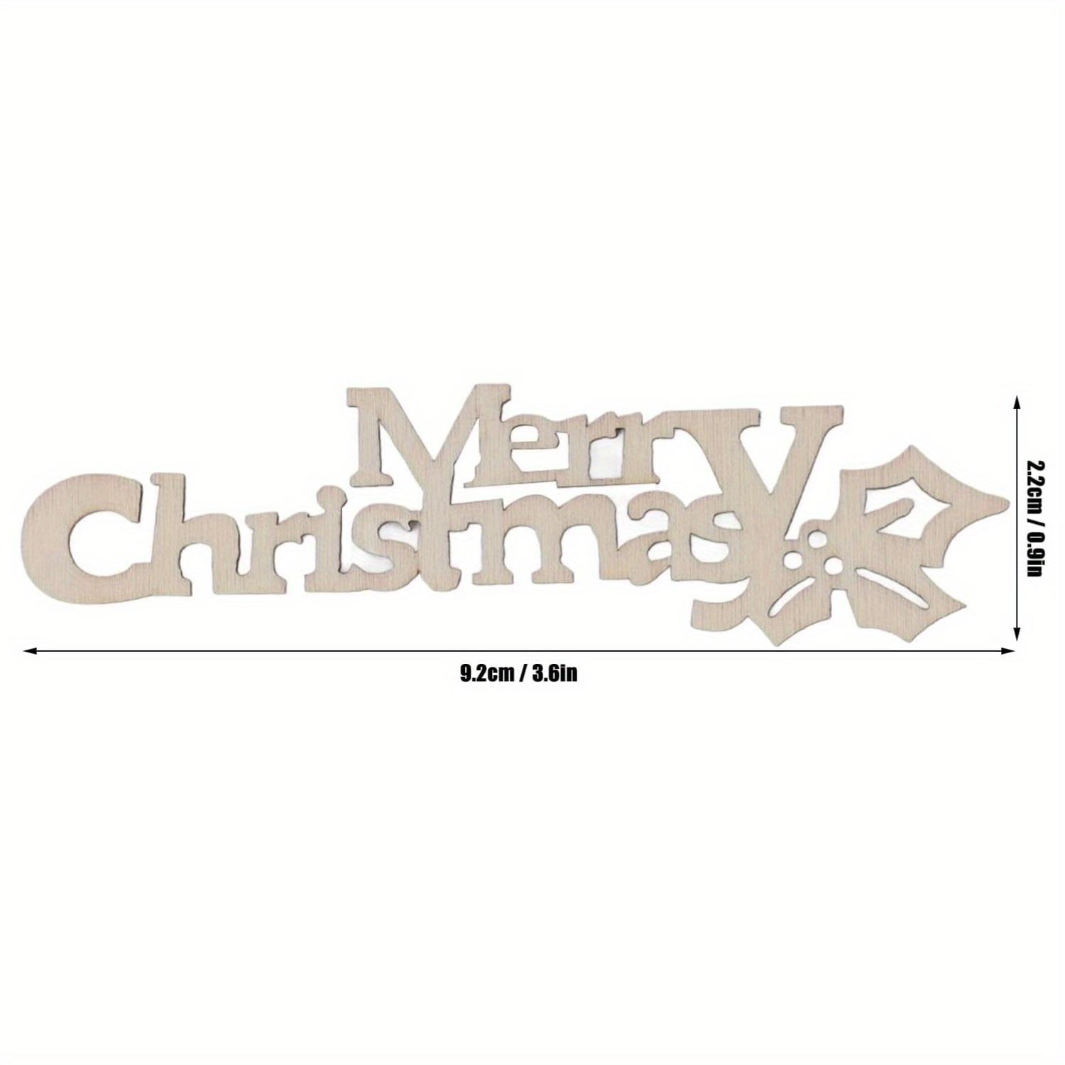 10pcs Pack DIY Paintable Wooden Merry Christmas Ornaments - Blank Unpainted Tree Decorations Suitable for DIY, Letter Decoration