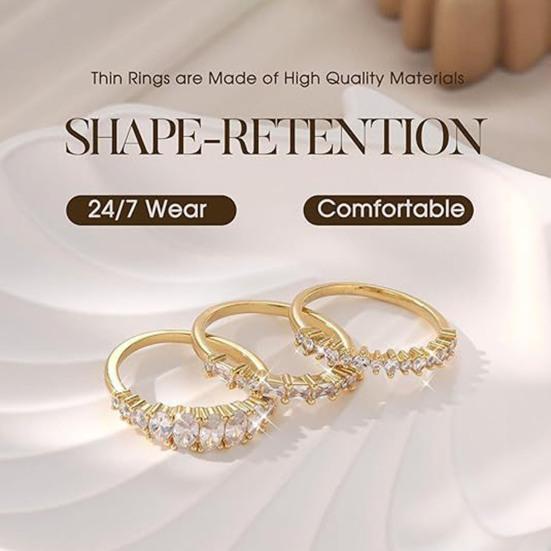 Yousheng 4Pcs Stackable Women Rings Cubic Zirconia Wedding Bands Non Tarnish Dainty Promise Rings for Statement Engagement