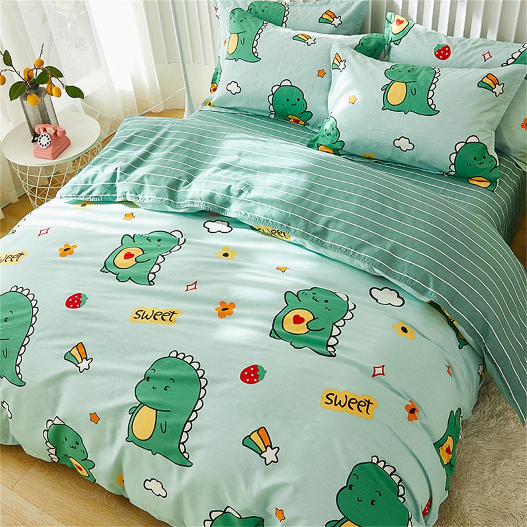 Cute Cartoon Dinosaur Single Duvet Cover Set for Kids, Bedding Set with Zipper, Microfiber Duvet Cover Set and Pillowcases 75*50