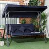 Altalena da Giardino Hollywood Swing, 3 Persone, Tettoia Parasole Regolabile, 198 x 118 x 168 cm, Blu Scuro