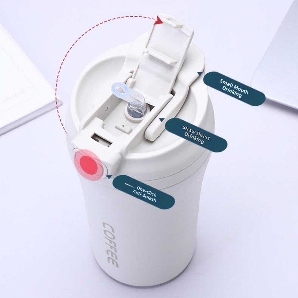 420ml Capacity Coffee Cup Flip Lid Vacuum Tumbler Creative Water Bottle Travel