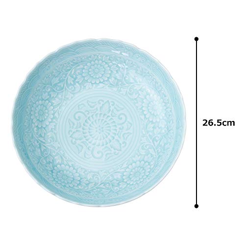 Saikai Pottery Arita Ware Blue and White Porcelain Bellflower Rimmed Bowl, Diameter 26.5cm (Gift Boxed) 31753