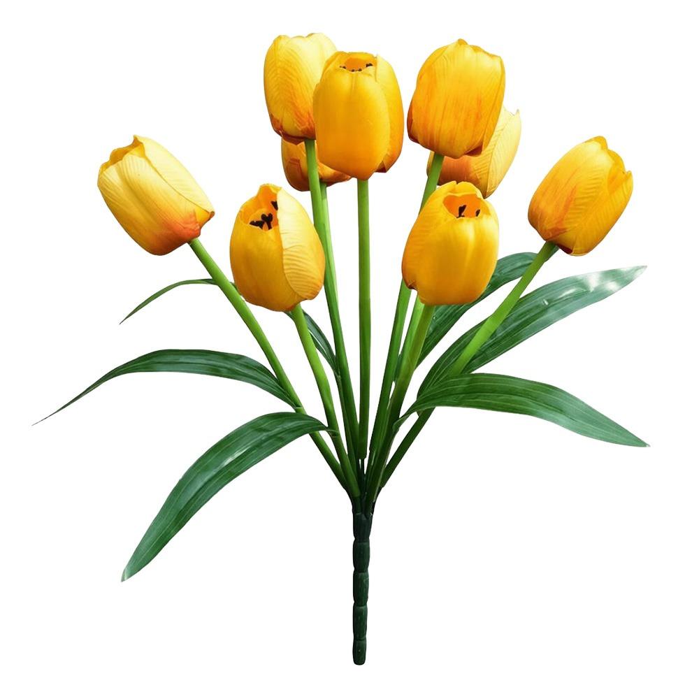 

9 Heads Artificial Tulip Bouquet Floral Arrangement Realistic Flower Bouquet DIY Flower Wedding Bouquet Bridesmaids Accessories жёлтый
