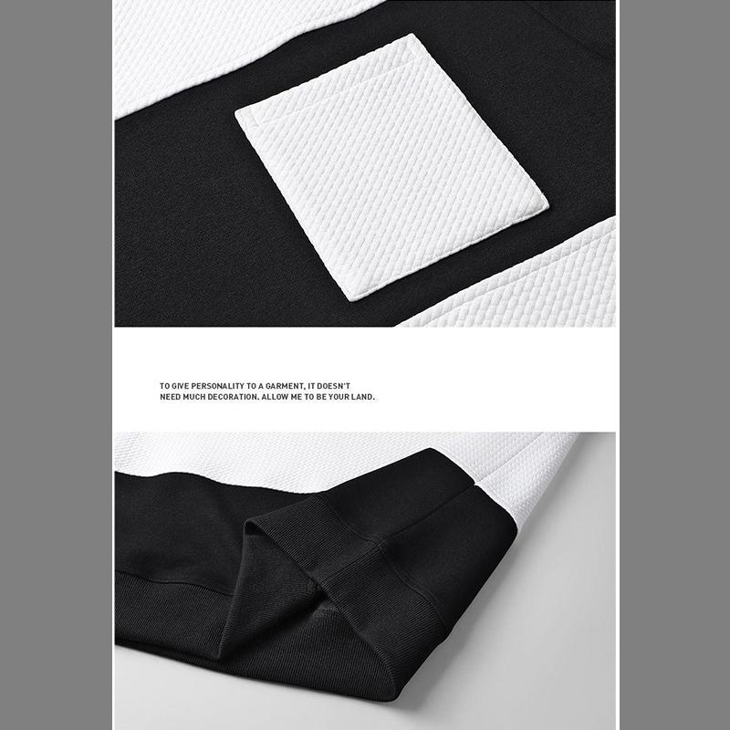 Frühling und Herbst Übergröße Herren Modisches Lässiges Oberteil Rundhals Personalisierter Patchwork Hoodie Locker Herrenbekleidung