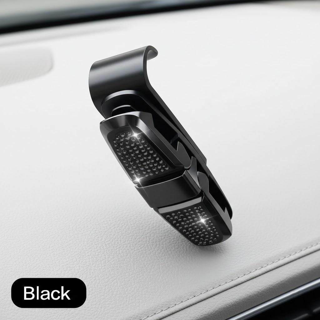 

Car Glasses Clip with Diamonds Multifunctional Car Sunglasses Holder with Glasses Case Sun Visor Card Clip чёрный
